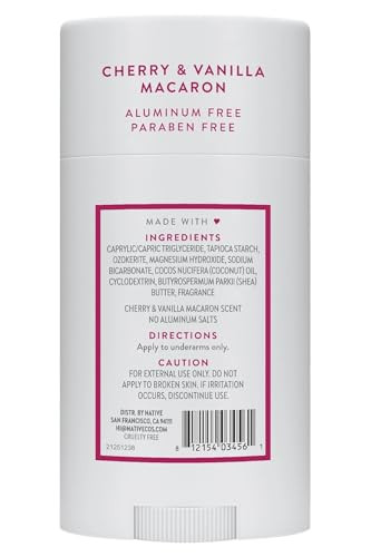 Native Deodorant Cherry & Vanilla Macaron Paraben Aluminum Free 2.65 oz