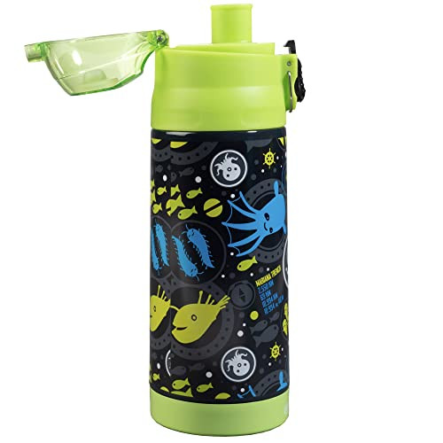 Octonauts Above & Beyond Stainless Steel 13 oz Reusable Water Bottle for Kids, Teal- Double Wall Insulated, Spill