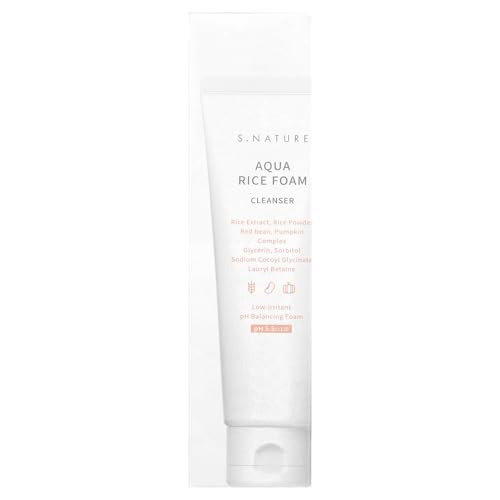 S.NATURE Aqua Rice Foam Cleanser | Facial Cleanser with Rice Extract and Rice Powder for Mild Cleansing, Glycerin,