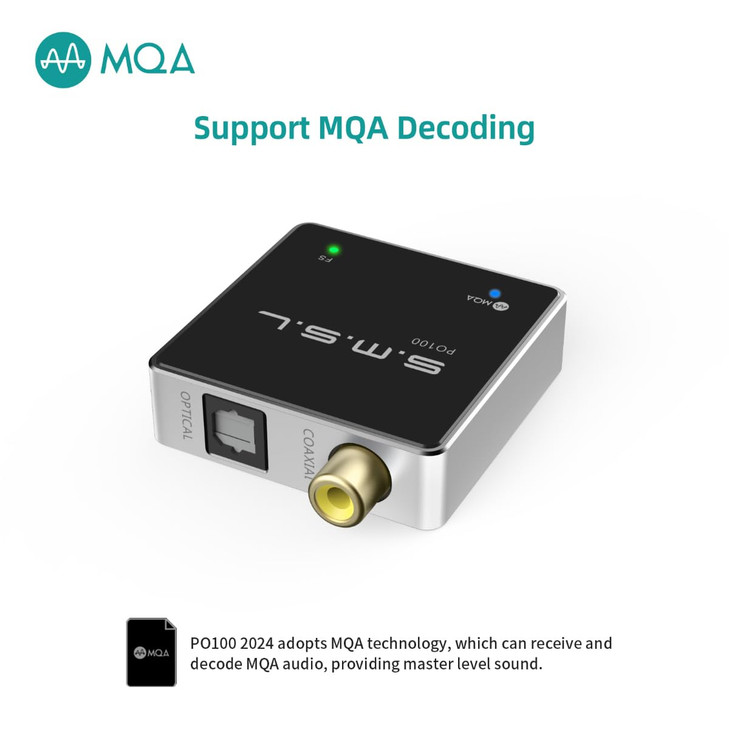 SMSL PO100 2024 192kHz USB to Optical Audio Adapter, XMOS XU316 Type-C USB to SPDIF Optical Coaxial, Portable Digital