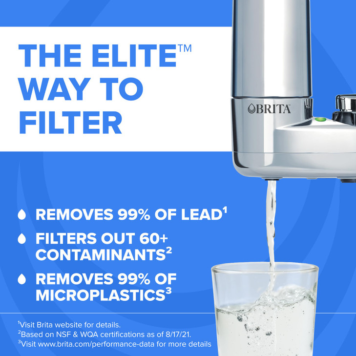 Brita Faucet Mount Water Filter System, Includes 2 Filters, Chrome