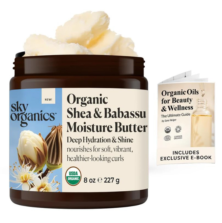 Sky Organics Organic Shea Butter 15oz, Raw & Unrefined, Solid Body Butter