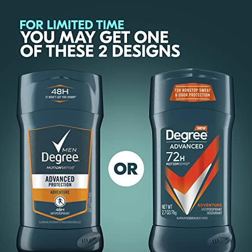 Degree Men Antiperspirant Deodorant Adventure Antiperspirant For Men With MotionSense Technology 2.7 oz, Pack of 4