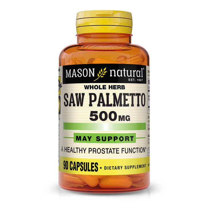 MASON NATURAL Saw Palmetto 500 mg, Supports Prostate Health & Urinary Function, 90 Capsules