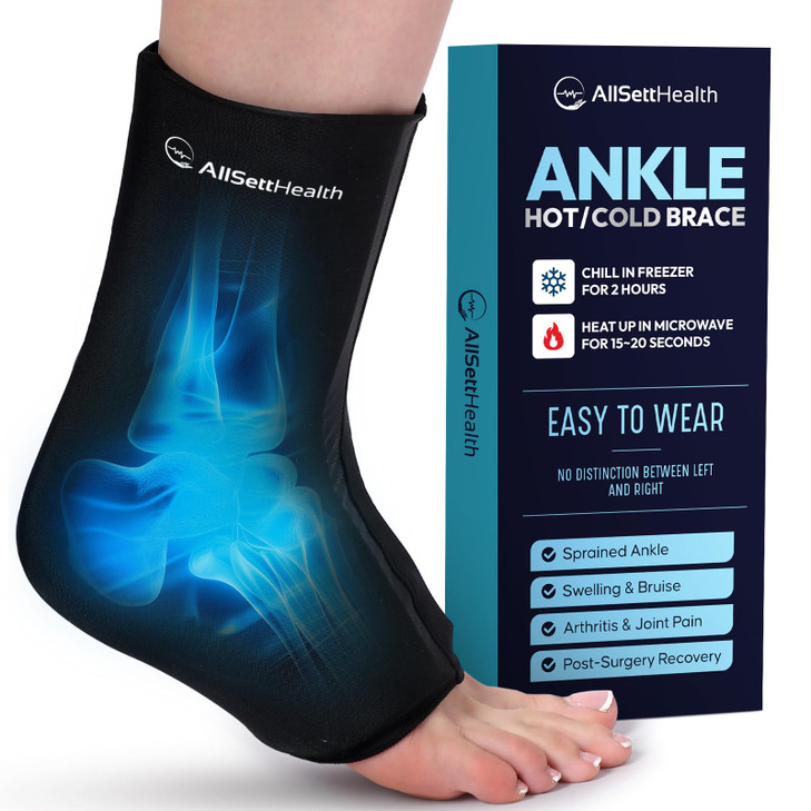 Ankle Ice Pack Wrap for Foot Pain, Hot/Cold Compression Sleeve Large