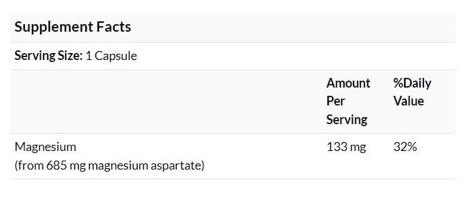 Swanson Magnesium Aspartate 685 Milligrams (133 Milligrams Elemental) 90 Capsules