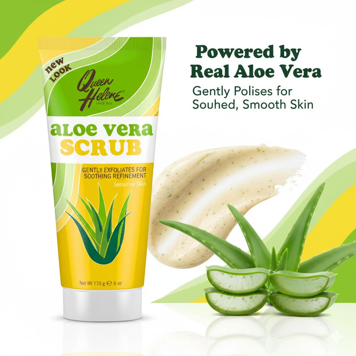 Queen Helene Aloe Vera Facial Scrub  Soothing Exfoliating Cleanser for Fresh Hydrated & Balanced Skin | 6 oz Tube