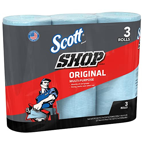 Scott Shop Towels Original (75143), Blue Towel, 9.4'x11' Wipe (30 Rolls of 55 Sheets, 10 Packs/Case, 1,650 Sheet Total)