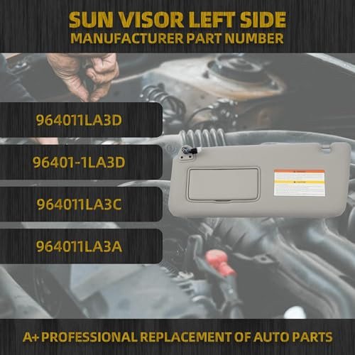 Dasbecan Left Driver Side Sun Visor Compatible with Infiniti QX56 2011-2016