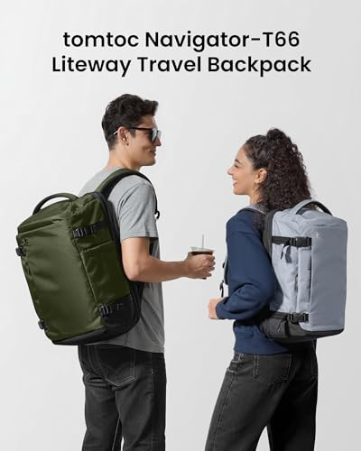tomtoc Travel Backpack 40L, TSA Carry On Bag Flight Approved, PFAS Free
