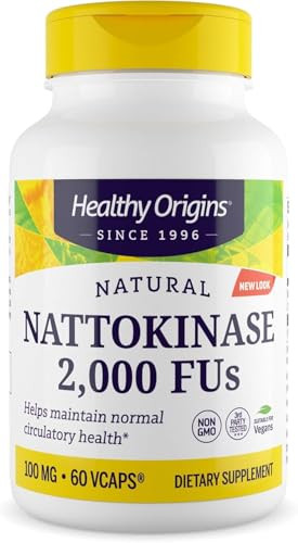 Healthy Origins Nattokinase 2,000 FUs, 100 mg - Nattokinase Supplement - Vegan, Non-GMO & Gluten-Free Nattokinase - 60 Veggie Capsules