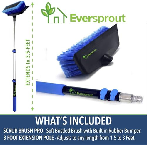 EVERSPROUT Car Brush with Rubber Bumper 5-to-12 Ft with Extension Pole