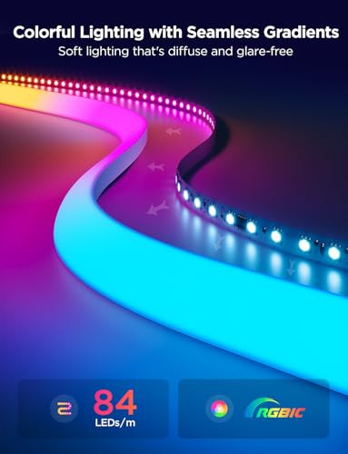 Govee Neon Rope Light for Wall Lining, 16.4ft RGBIC LED Lights for Bedroom