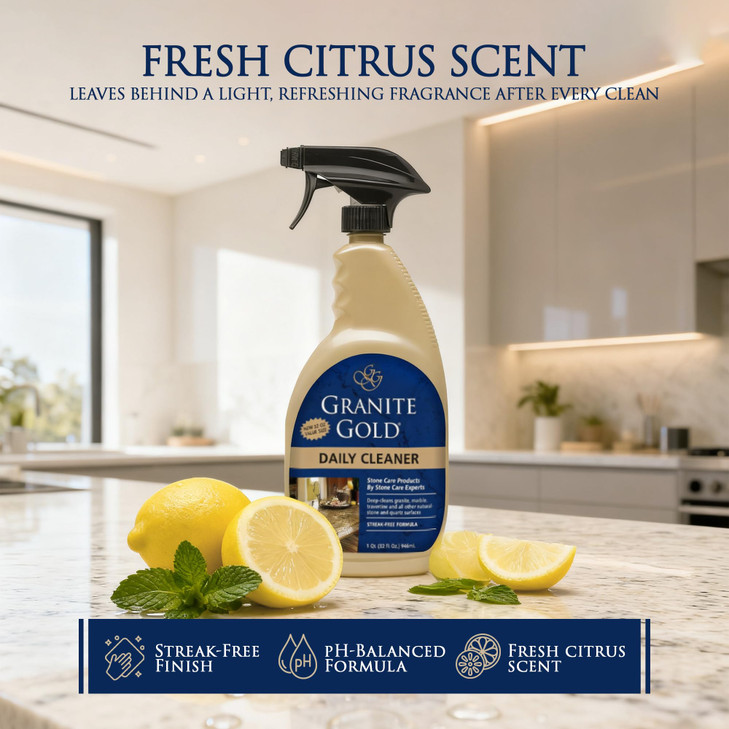 Granite Gold Daily Cleaner Refill Streak-Free Cleaning for Granite, Marble, Travertine, Quartz, Natural Stone