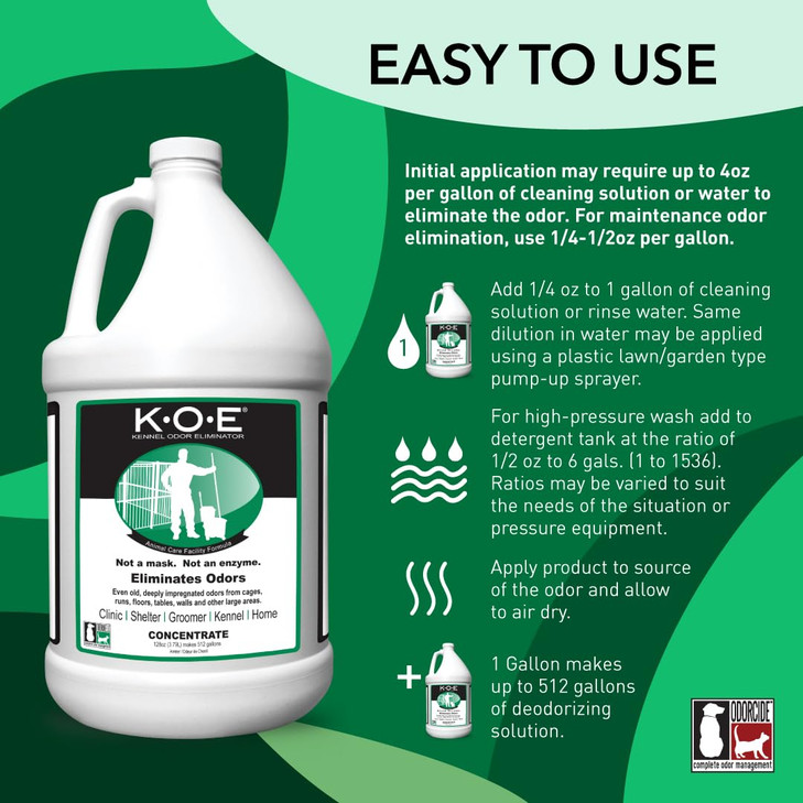 Thornell KOE Kennel Odor Eliminator Concentrate, Odor Eliminator for Strong Odors, Great for Cages, Runs, Floors &