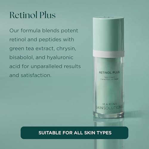 Marini SkinSolutions Retinol Plus - Anti-Aging Face Lotion with Peptides, Antioxidants & Hyaluronic Acid - Reduces