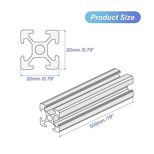 MECCANIXITY 10 Pcs V Slot 2020 Aluminum Extrusion European Standard 500mm 19 Inch Length Anodized Rail Black for CNC