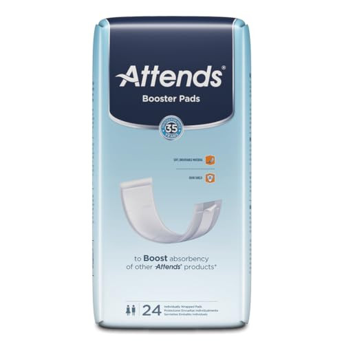 Attends Booster Pads for Adult Incontinence designed to boost absorbency of other Attends products, Unisex, one size,
