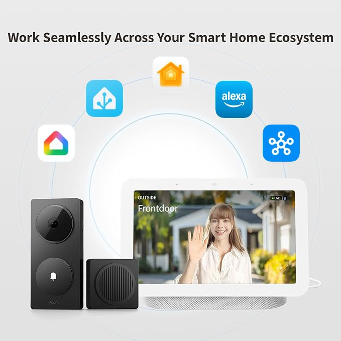 Aqara Smart Doorbell Camera G410 with Chime, HomeKit Secure Video, Gray