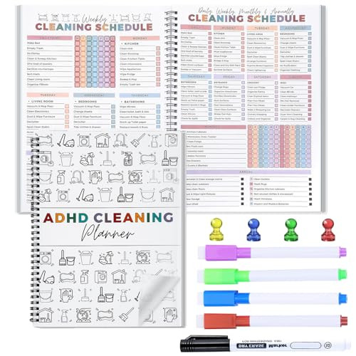 Cleaning Planner, Cleaning Schedule and Checklist Organizer, Daily Weekly Monthly Household Cleaning Planner, Chore