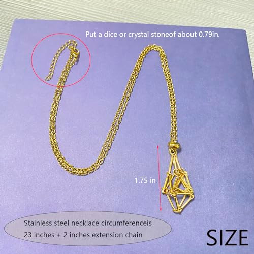 DND D20 Dice Necklace - Interchangeable Stainless Steel Cage for d&d Dice, Dice Pendant DND Gift for Dungeon Master,