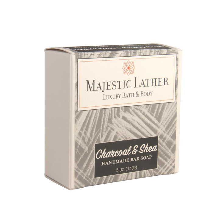 Majestic Lather Activated Charcoal & Shea Butter Luxury Bar Soap for Face, Body, Oily & Sensitive Skin, Eczema, Psoriasis and ACNE. Purifying & Nouri