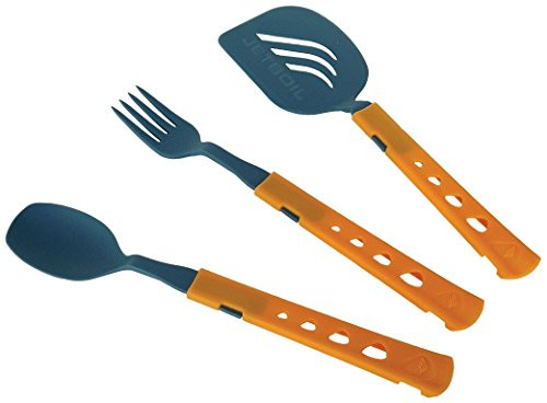 Jetboil Jetset Stowable Camping Utensil Set, Grey Orange