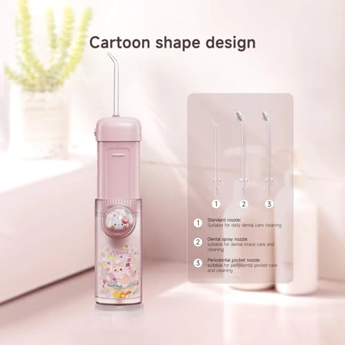 Kids Water Flosser,3 Modes Cordless Portable Water Teeth Cleaner,4 Replaceable Nozzles,IPX7 Waterproof Oral Irrigator