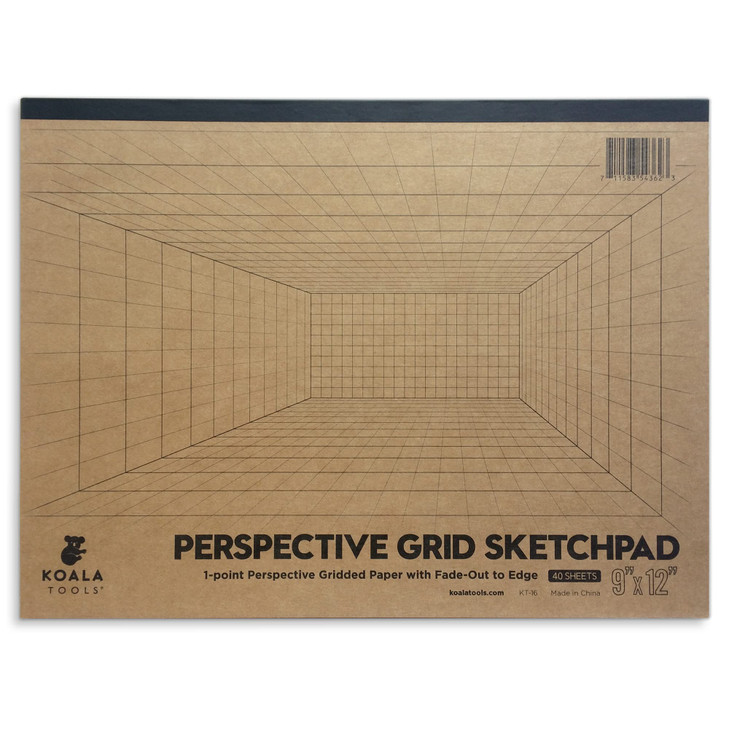 Koala Tools | Drawing Perspective (1 and 2-Point) Large Sketch Pad (2 Point - 9 x 12)