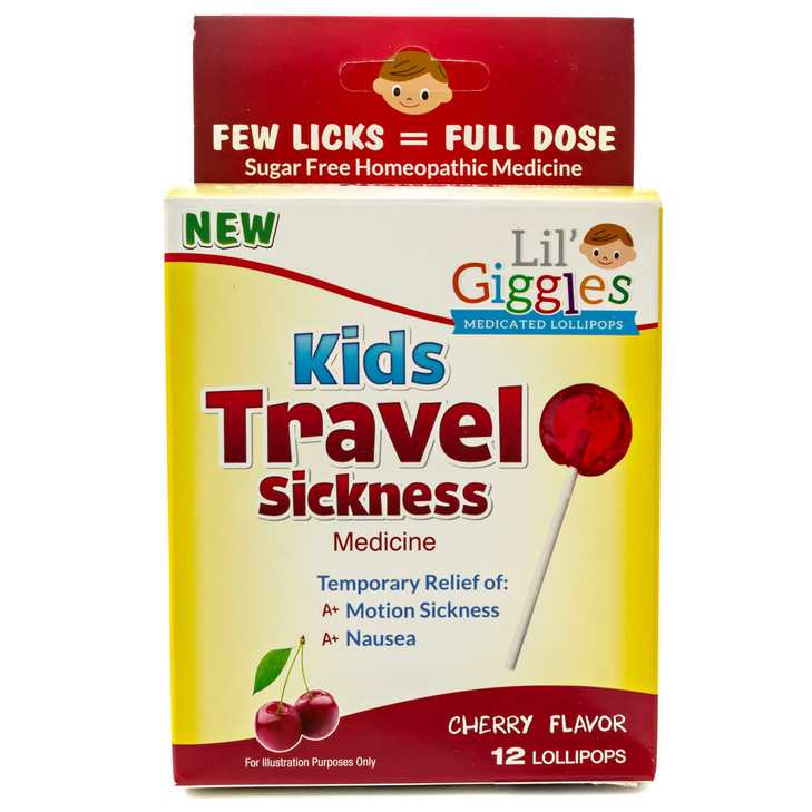 Lil' Giggles Kids Medicated Lollipops - Sweet Gentle Relief for Kids & Non-drowsy - for Car Sickness, Travel Nausea &
