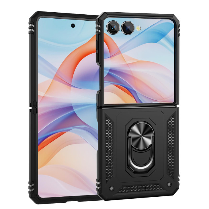 ONOLA Compatible with Samsung Galaxy Z Flip 7 Case with Hinge Protection and 360°Rotate Ring Magnetic Kickstand.