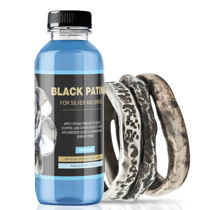 Silver Black - 3.5 Oz Silver Oxidizer Solution, Oxidizer for Silver Jewelry, Apply a Black Patina Finish to Silver,