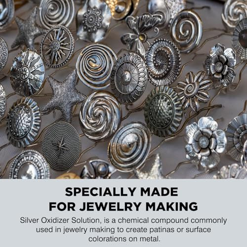 Silver Black - 3.5 Oz Silver Oxidizer Solution, Oxidizer for Silver Jewelry, Apply a Black Patina Finish to Silver,