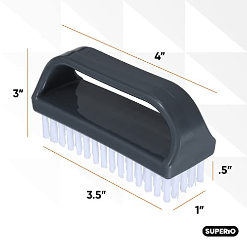 Superio Stiff Nail Brush with Handle 3 Pack Fingernail Scrub Cleaning Brushes for Toes and Nails, All-Purpose Cleaning