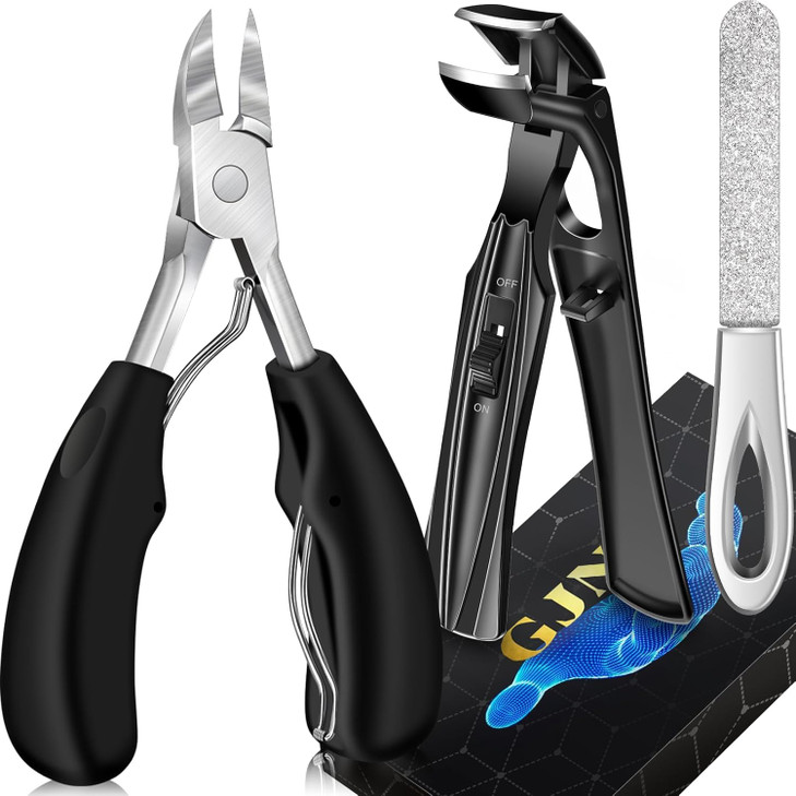 Toenail Clippers for Thick Toenails, Gifts for Him Men, Angled Head Nail Clippers for Seniors with Catcher, Wide Jaw
