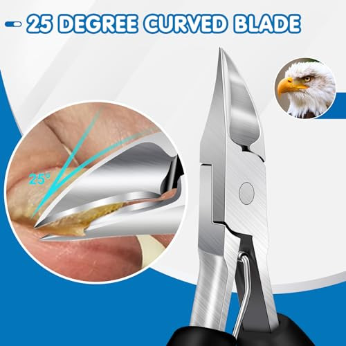 Toenail Clippers for Thick Toenails, Gifts for Him Men, Angled Head Nail Clippers for Seniors with Catcher, Wide Jaw