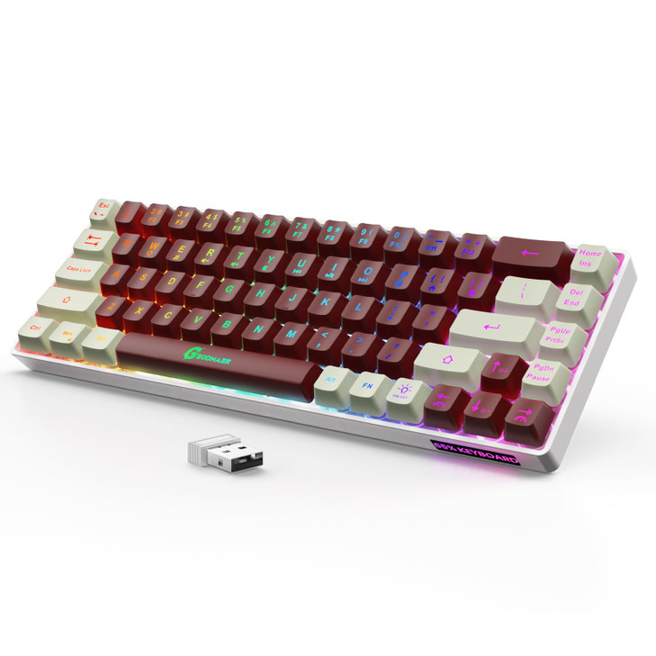 GEODMAER 65% Wireless Gaming Keyboard, Rechargeable Backlit Gaming Keyboard, 68 Keys Ultra-Compact Anti-ghosting