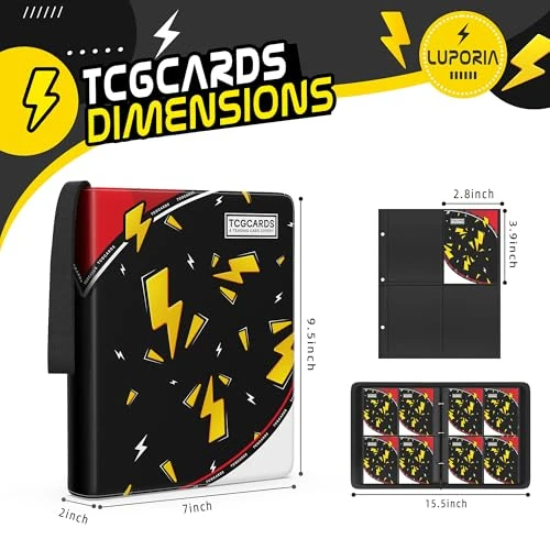 Trading Card Binder 4 Pocket,400 Pocket Card Collection Binder with 50 Removable Sleeves,PU Waterproof Top Card