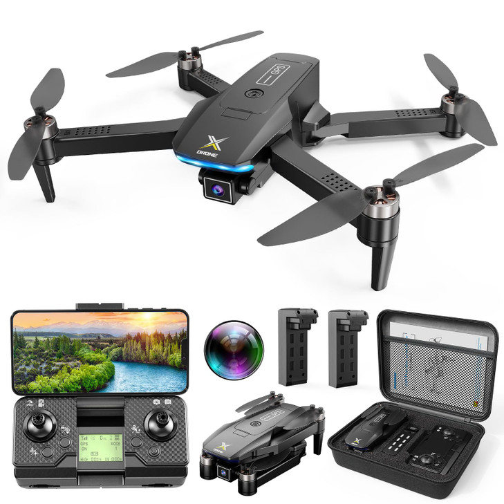 X-shop GPS Drones with Camera for Adults 4K, Brushless Motor FPV RC Quadcopter with Auto Return, Follow Me, Headless