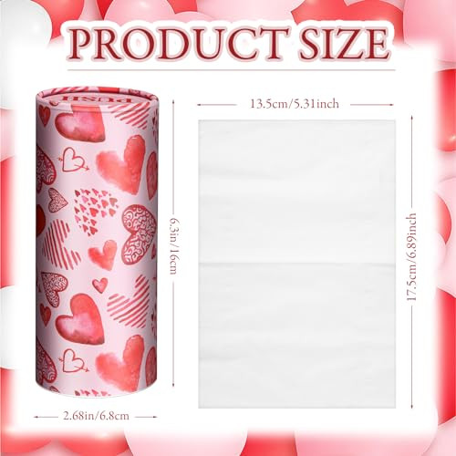 Pasimy Valentine's Day Car Tissues - 8 Pack Red Black Hearts Print Valentine Tissue Cylinder with 3 Ply Soft Facial