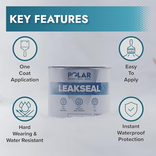Polar Clear Leak Fix Paint - 17 oz - One Coat Waterproof Sealant with Reinforced Fibers, Instantly Seals Leaks &