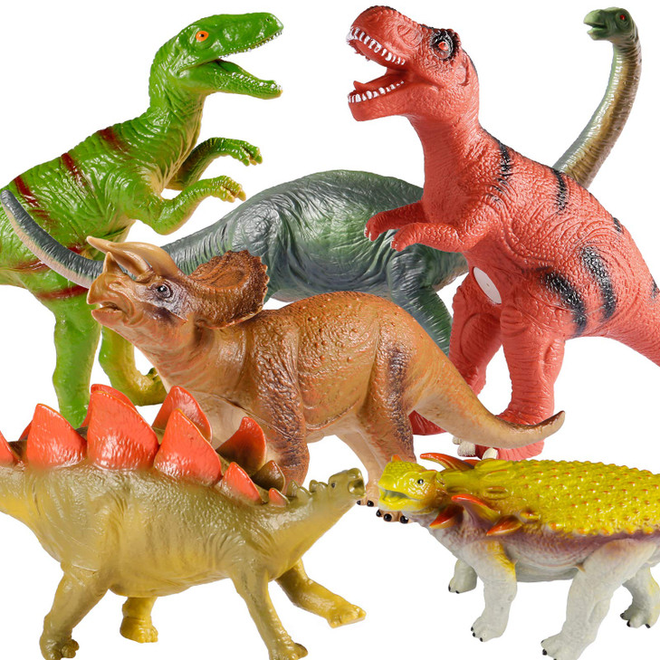 Tepsmigo Soft Dinosaur Toys Set of 6 - Jumbo Jurassic T-Rex, Velociraptor & Triceratops for Kids Ages 3-7