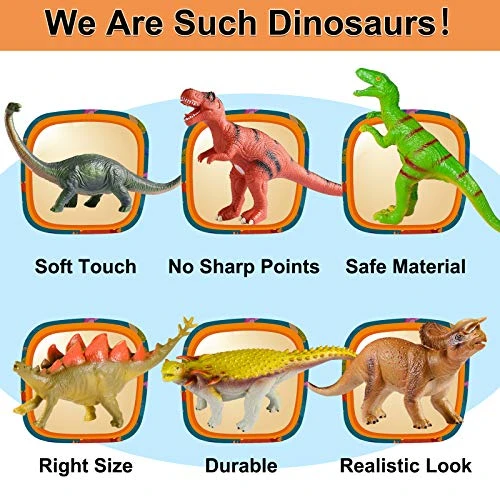 Tepsmigo Soft Dinosaur Toys Set of 6 - Jumbo Jurassic T-Rex, Velociraptor & Triceratops for Kids Ages 3-7