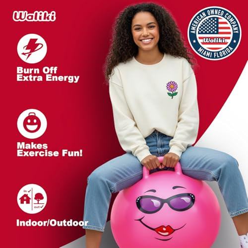 WALIKI Hippity Hop Ball for Teens | 22-Inch Pink Hopper | Jumping & Hopping Ball for Active Play & Outdoor Fun
