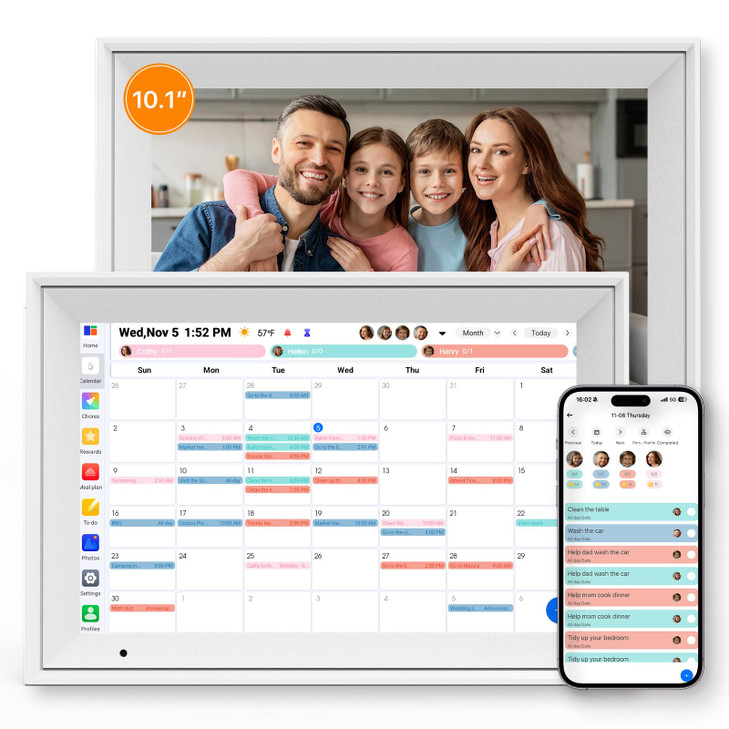 Linkdaze Digital Calendar 10.1'' Electronic Calendar for Family Schedules, WiFi Smart Calendar Built-in 32GB Memory,