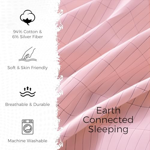 Grounding Fitted Sheets King, Earthing Sheets King Size, 95% Organic Cotton+ 5% Pure Silver Fiber,Conductive Earthing