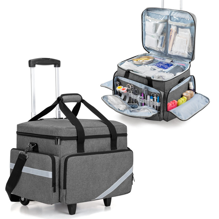 Trunab Rolling Medical Bag with Detachable Trolley, Nurse Responder Case