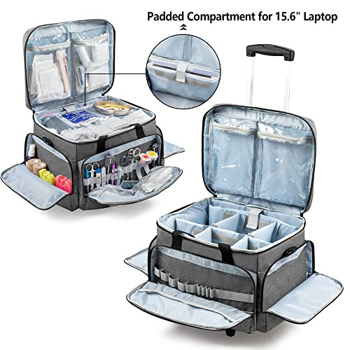 Trunab Rolling Medical Bag with Detachable Trolley, Nurse Responder Case