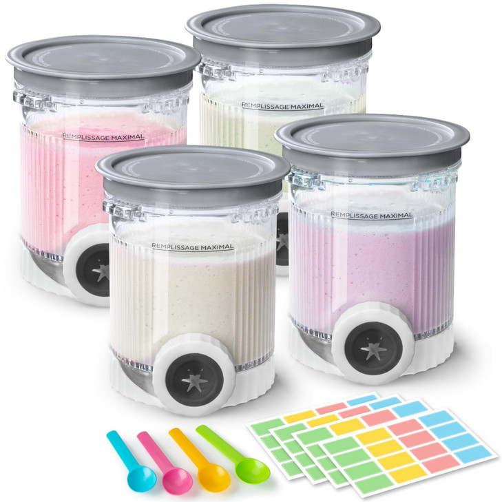 GuanQiao 4 Pack Creami Swirl Pints & Lids for Ninja, Compatible with NC700 Series Ninja Swirl Ice Cream & Soft Serve