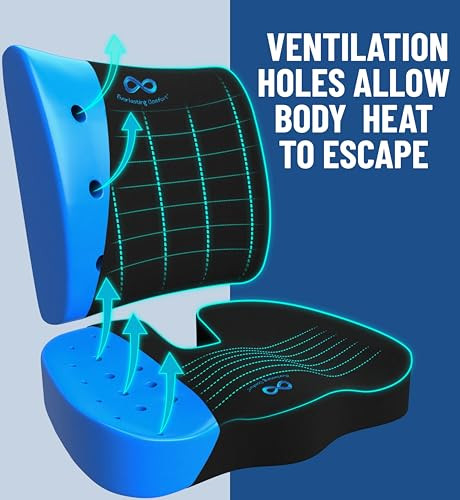Everlasting Comfort Doctor Recommended Memory Foam Seat Cushion for Office Chairs & Car - Ergonomic Office Desk
